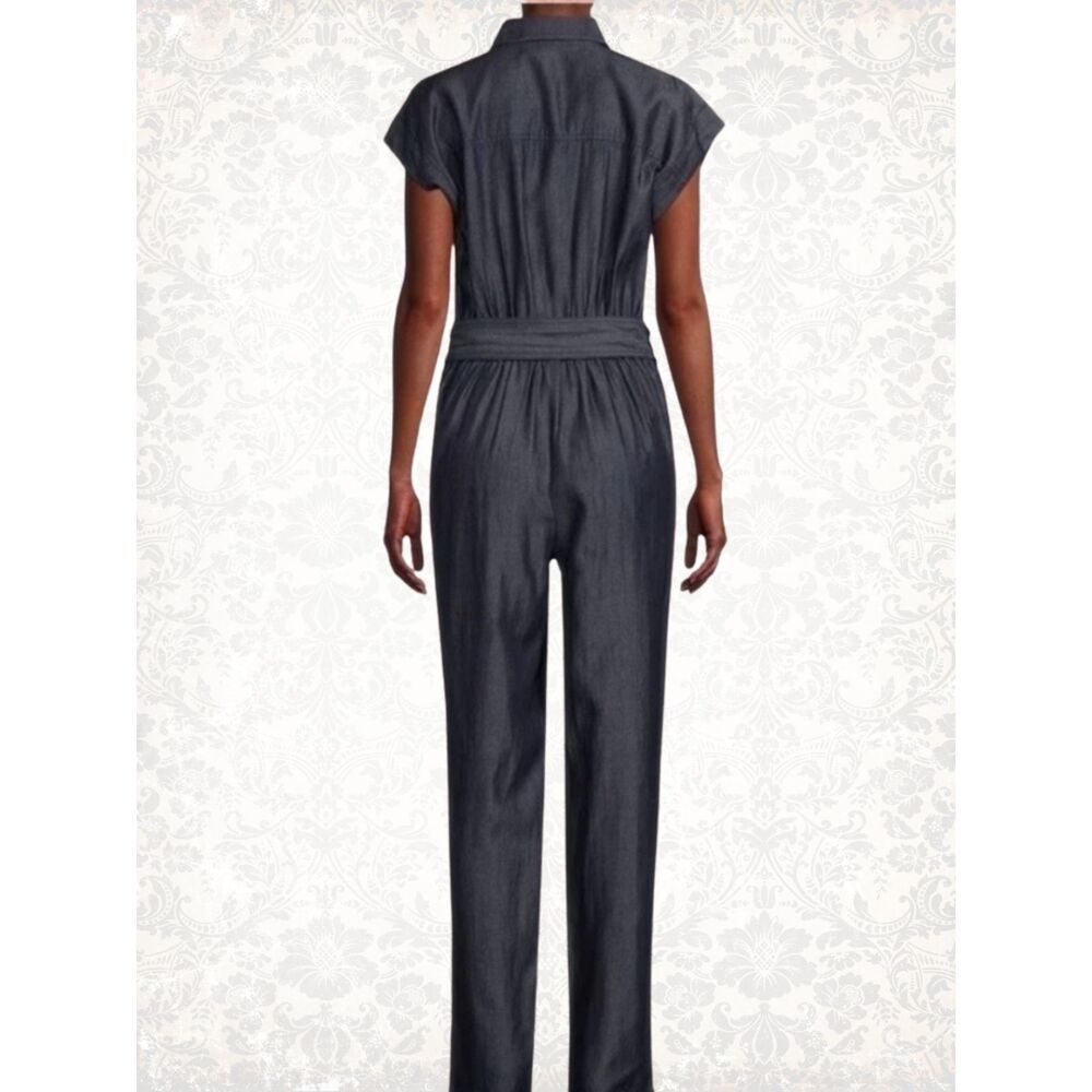 NWT Michael Kors Dark Denim Button-Up Jumpsuit Pockets Women's Size M - Picture 2 of 8